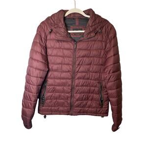 Massimo Duti Burgundy Wine Colored Puffer Coat Size Medium